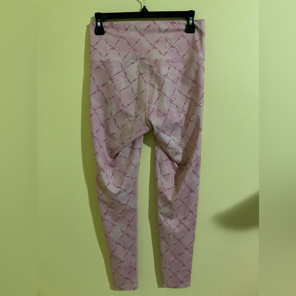 LoveShackFancy x Beach Riot collab pink bow leggings pants size M medium cottage - Picture 7 of 8